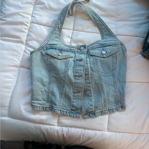 Universal Thread Light Blue Denim Halter Tank Top